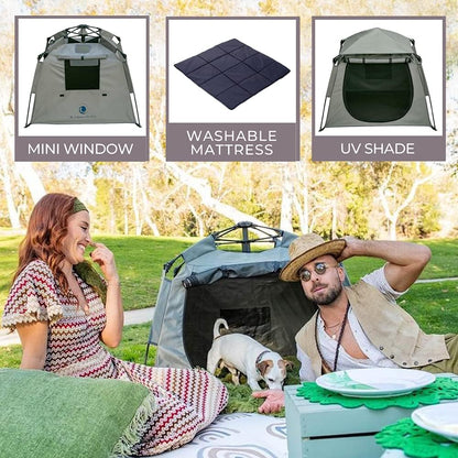 POP 'N GO Pet Playpen for Dogs and Cats - 39 x 33 Inch Dog Tent w/Carrying Bag - Outdoor Cat Enclosures Pets - Dog Travel Accessories for Camping - Grey