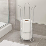 iDesign Classico Metal Toilet Tissue Roll Reserve Organizer for Bathroom, Compact Organizer, Holds 3 Rolls of Toilet Paper, Chrome