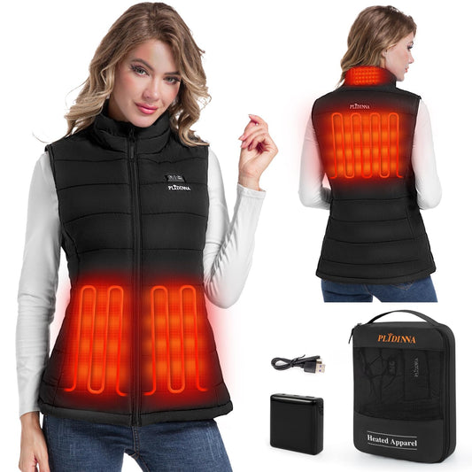 PLIDINNA Women's Heated Vest With Battery Pack 7.4V, Lightweight Warm Electric Heating Vest for Hunting,Outdoor Sports