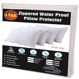 Niagara Sleep Solution 4 Pack Waterproof Pillow Protectors Queen 20x30 Inches Life Time ReplacementSmooth Zipper Premium Encasement Covers Quiet Cases Set White