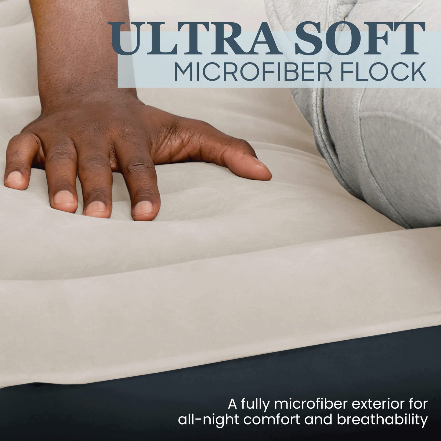 Englander Queen Air Mattress with Built in Pump Raised - Double High, 600 LB Weight Capacity - Luxury Size Camping Mattress - Blow Up Floor Bed for Home - Microfiber, Waterproof Airbed with Patch Kit