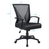 Furmax Office Mid Back Swivel Lumbar Support Desk, Computer Ergonomic Mesh Chair with Armrest (Black)