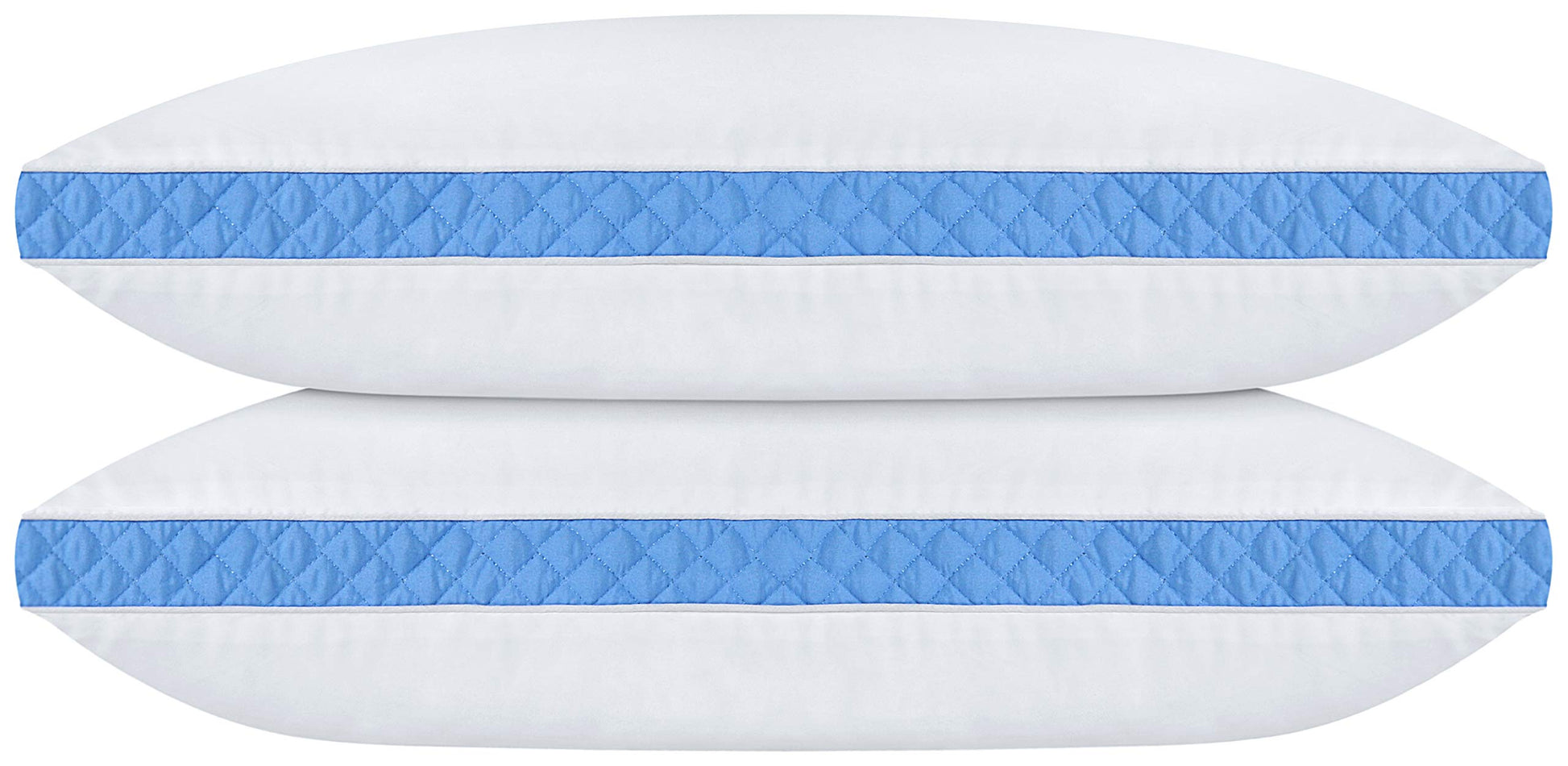 Utopia Bedding Gusset Pillows 2PK Blue and Bed Pillows 2PK White (Queen)