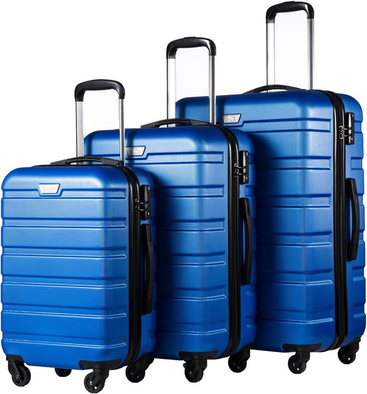 Coolife 3-Piece Lightweight Hardside Spinner Luggage Set with TSA Lock