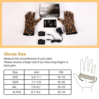 Heated Glove Liners for Men Women, Rechargeable Hand Warmers, Thin Camouflage Touchscreen Battery Electric Gloves Liner for Motorcycle Skiing Hiking Hunting