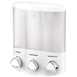 Better Living Products 76354 Euro Series TRIO 3-Chamber Soap and Shower Dispenser, White