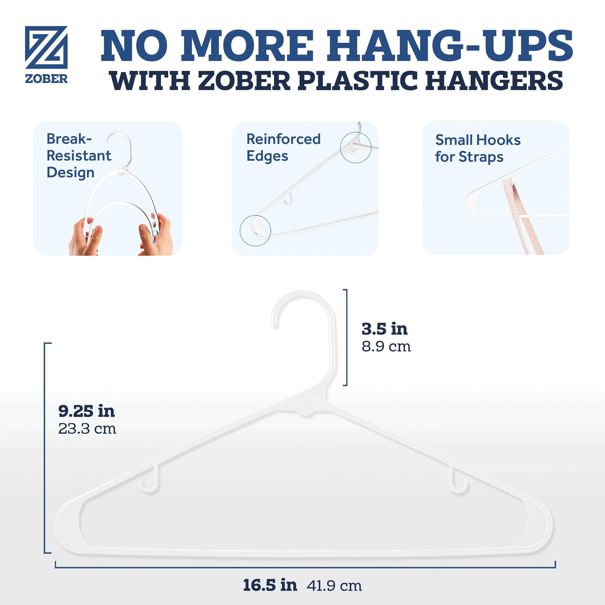 Heavy Duty Thick Plastic Clothes Hangers With Tie Scarf Hook White