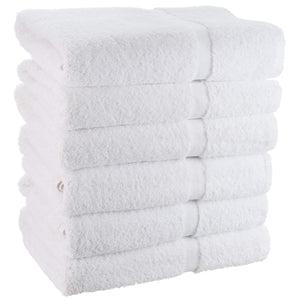 Wealuxe Cotton Bath Towels - Lightweight Soft and Absorbent Gym Pool Towel - 24x50 Inch - 6 Pack - White