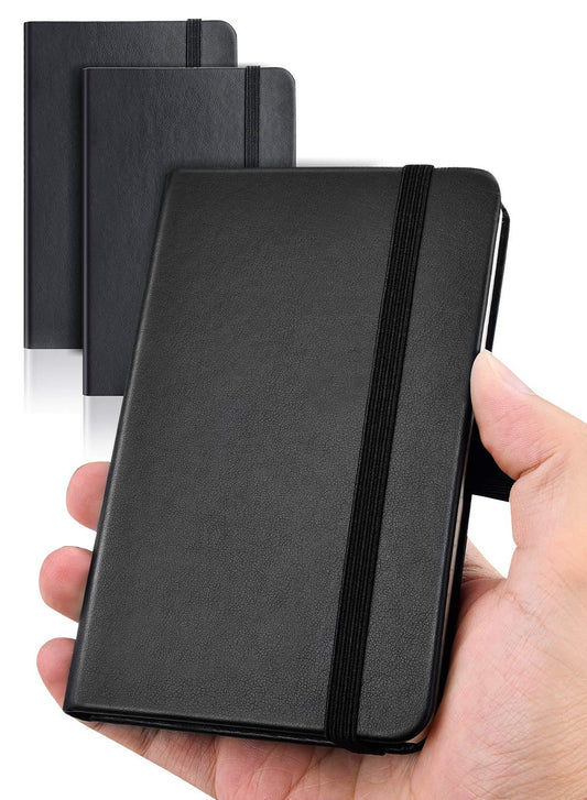 AISBUGUR Pocket Notebook, Small Notebook, 2-Pack Total 320 Pages,3.7" x 5.7" Pocket Notebook Hardcover Thick Lined Paper with Inner Pockets Leather Mini Journal Notepad
