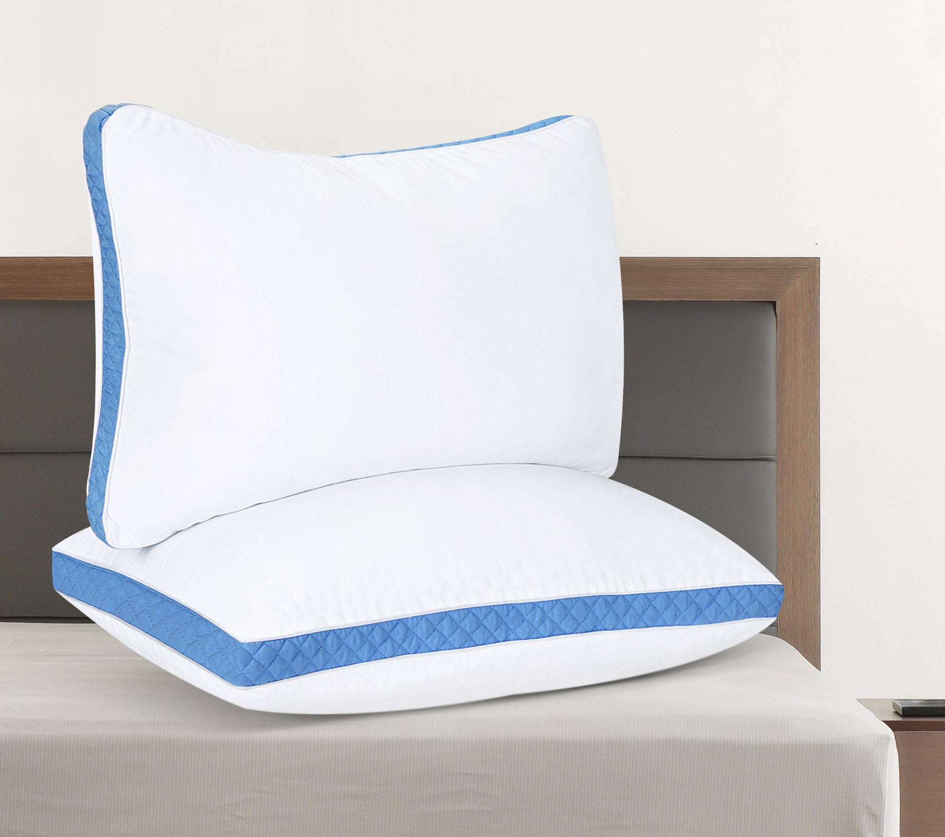 Utopia Bedding Bed Pillows for Sleeping Queen Size (Blue), Set of 2,  Cooling Hotel Quality, Gusseted Pillow for Back, Stomach or Side Sleepers