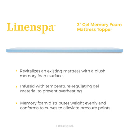 Linenspa's Gel Infused Memory Foam Mattress Topper Linenspa