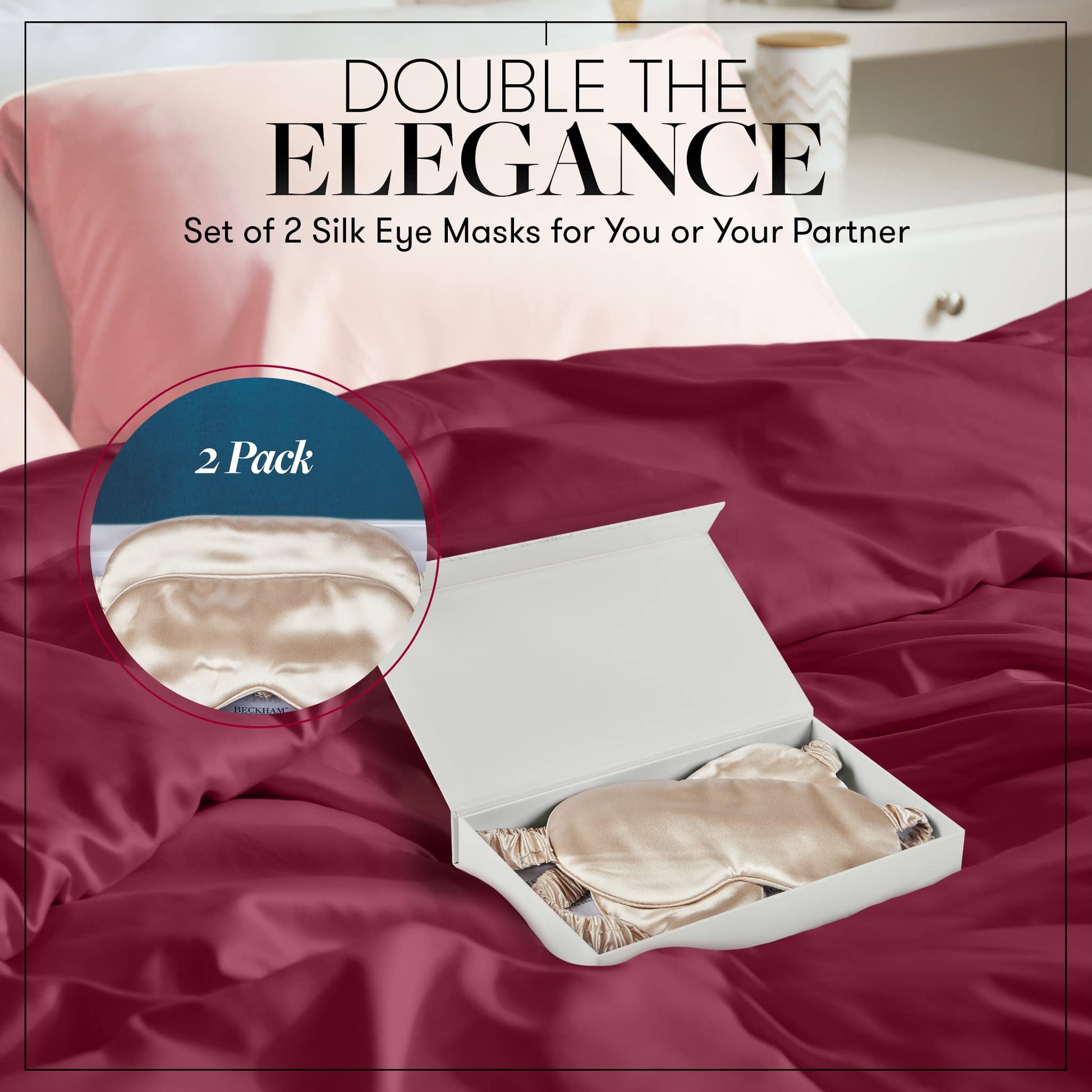  Beckham Hotel Collection Silk Pillowcase for Hair and Skin -  Pack of 2 Standard Size Silk Pillow Cases for Frizz, Split Ends and Acne  Control : Beauty & Personal Care