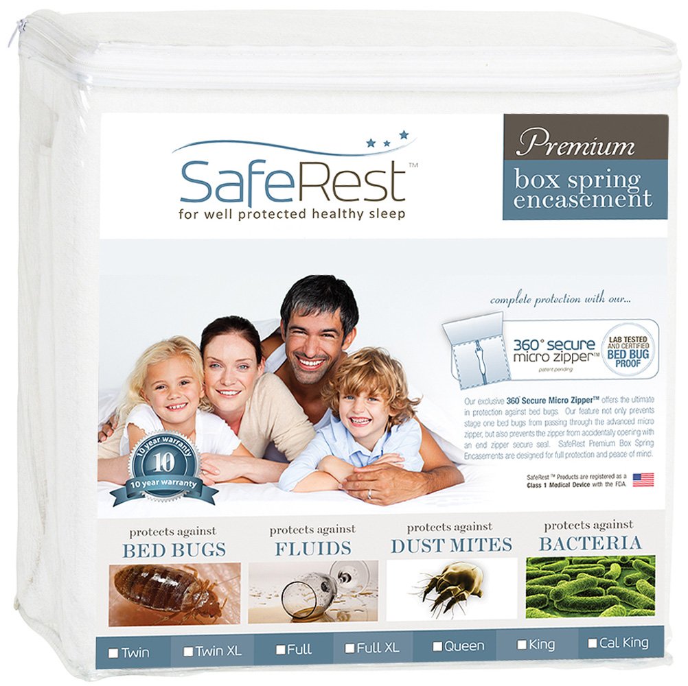 SafeRest Premium 9" Thick Box Spring Encasement - Waterproof - Breathable, Noiseless and Vinyl Free - Fits Up to 9" - Queen