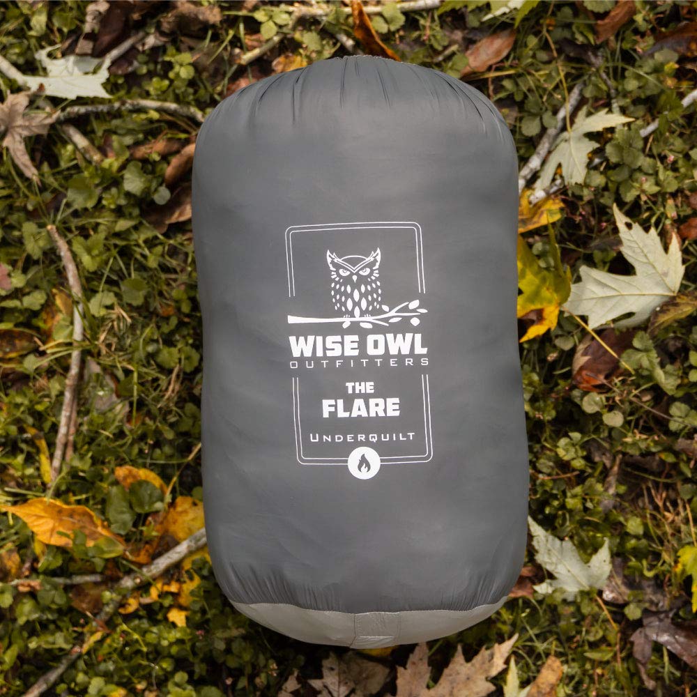 Wise Owl Outfitters Hammock Underquilt for Camping Hammock - Insulated Synthetic Underquilt for Single and Double Hammocks Grey