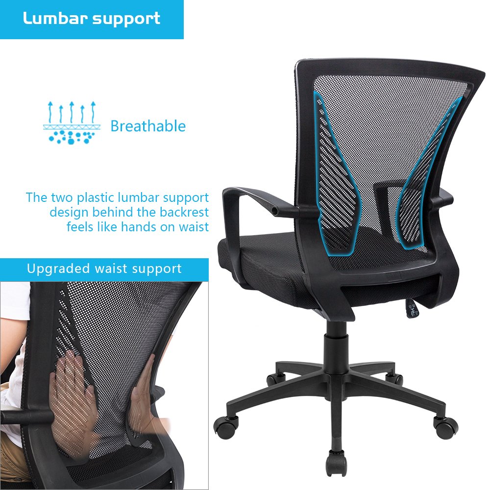 Furmax Office Mid Back Swivel Lumbar Support Desk Chair Furmax