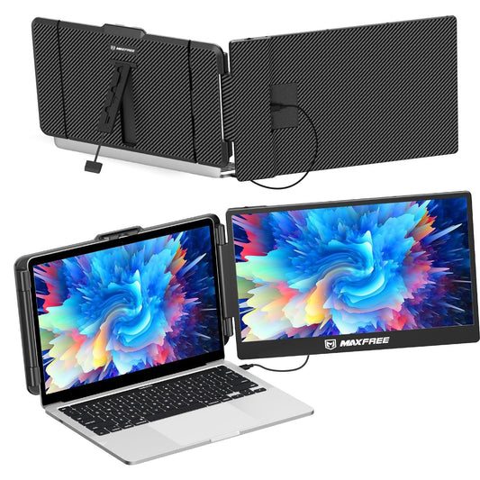 Maxfree S1 Laptop Screen Extender - 14'' Laptop Monitor Extender Plug & Play, 1080P FHD Portable Monitor for 13-17.3'' Laptops, Compatible with macOS/Windows/Dex/Android/Switch/PS5