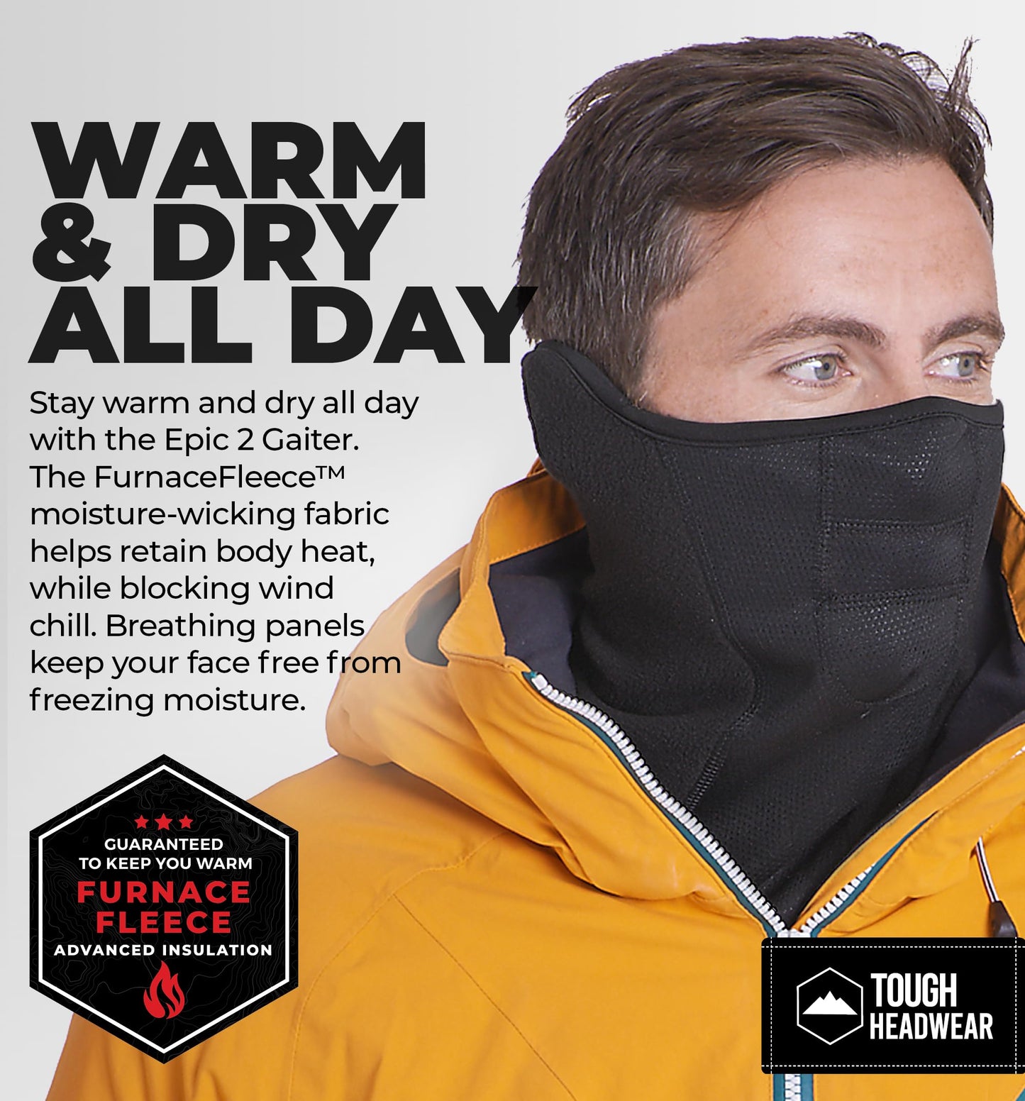Tough Headwear Winter Face Mask & Ski Mask Neck Gaiter - Cold Weather Half Balaclava - Tactical Neck Warmer for Men & Women