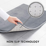 Genteele Memory Foam Bath Mat Non Slip Absorbent Super Cozy Velvet Bathroom Rug Carpet (17 inches X 24 inches, Gray)