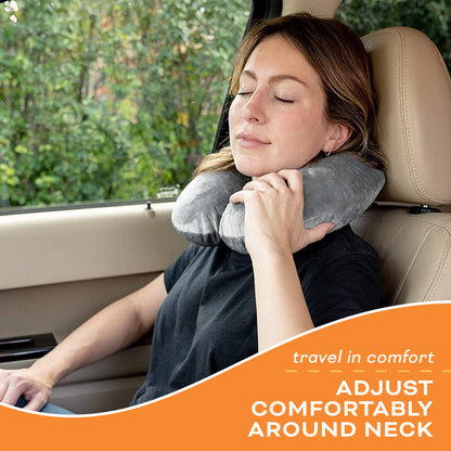 Crafty World Travel Neck Pillow Washable Cover Comfortable Memory Foam Airplane Travel Accessories Essentials Plane Neck Support Pillow for Neck Pain Relief and Sleeping Grey