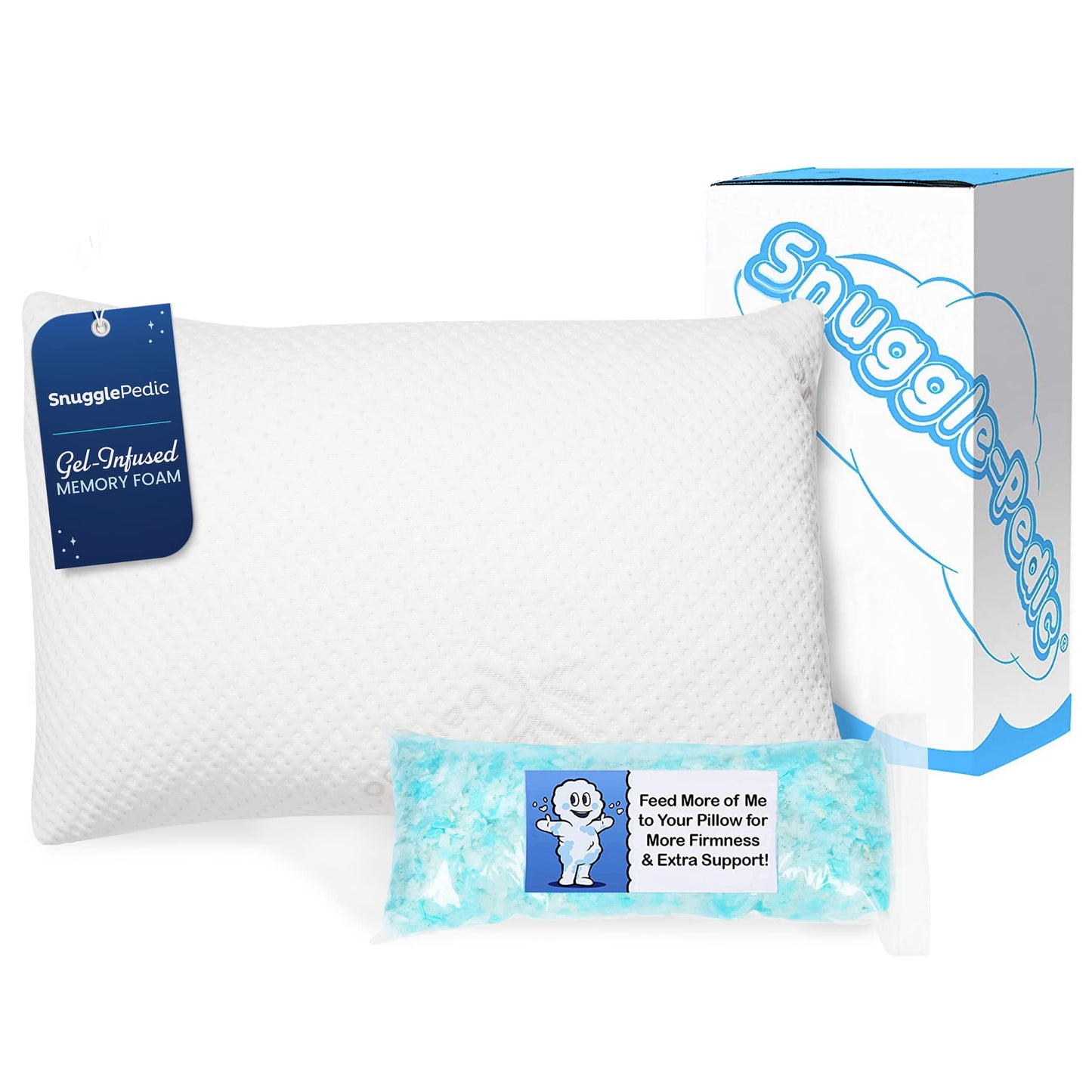 Shredded Memory Can U Wash Memory Foam Pillows Snuggle-Pedic Gel