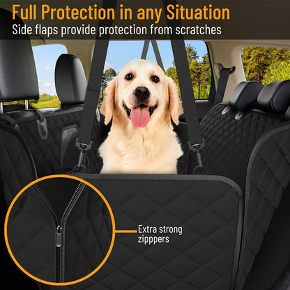 Active Pets Dog Car Seat Cover Car Seat Protector- Dog Seat Cover for Back Seat of SUVs, Trucks, Cars - Waterproof & Convertible Vehicle Dog Hammock for Car Backseat - Mesh Window - Black