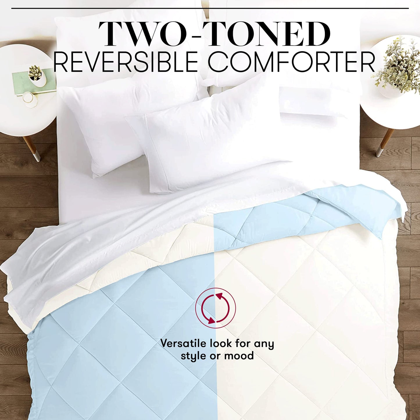 Beckham Hotel Collection Goose Down Alternative Reversible Comforter - All Season - Premium Quality Luxury Comforter - Full/Queen - Grey/White