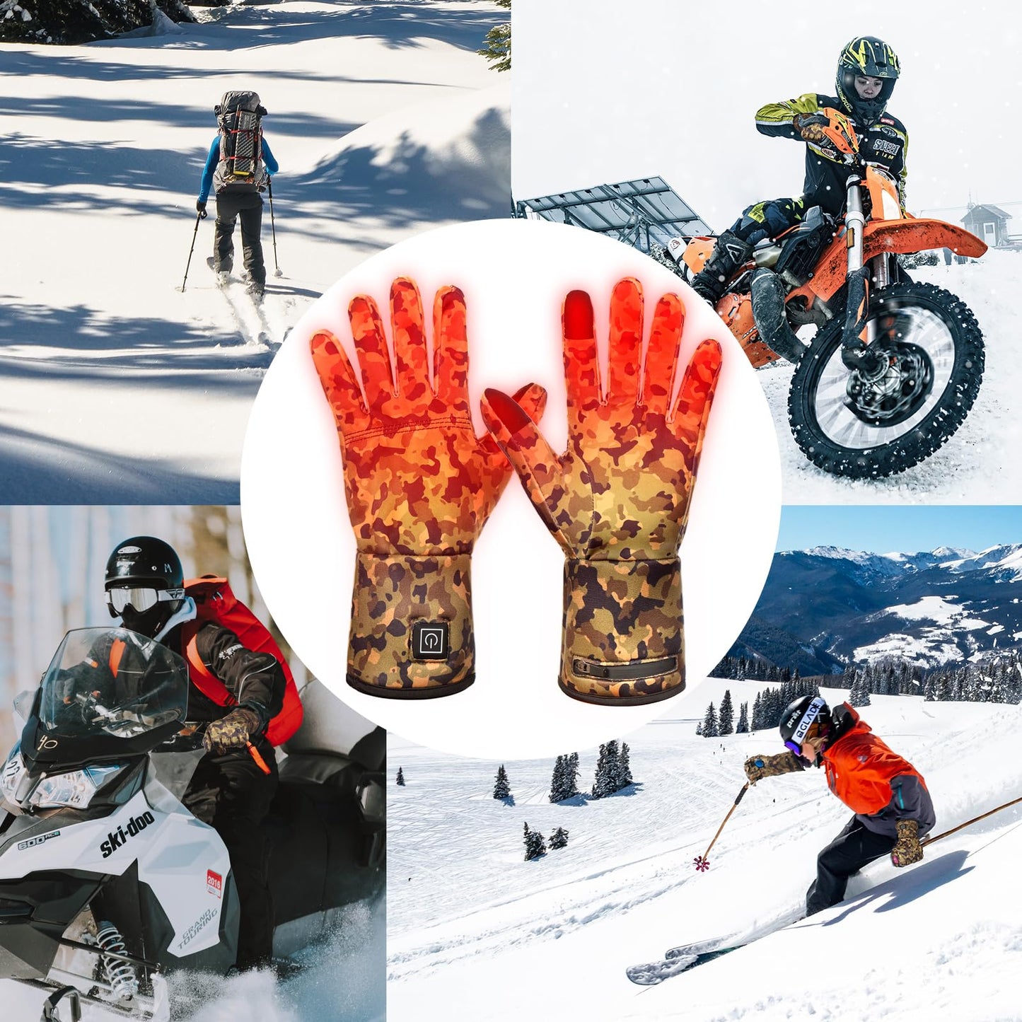 Heated Gloves for Men Women, Rechargeable Electric Heated Ski Gloves with  7.4V 5000mAh Battery, Heated Winter Gloves for Skiing Camping Motorcycle