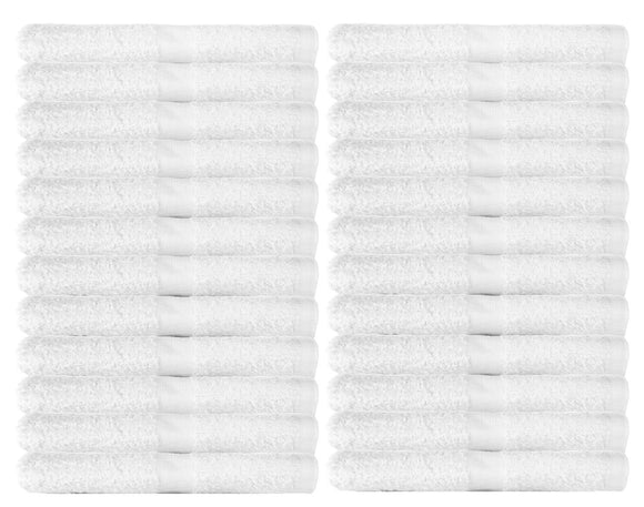 Wealuxe Cotton Washcloths - Soft Absorbent Bathroom Face Towels - 12x12 Inch - White - 24 Pack