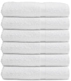 Wealuxe Cotton Bath Towels - Lightweight Soft and Absorbent Gym Pool Towel - 24x50 Inch - 6 Pack - White