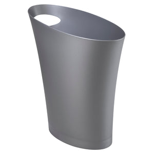 Umbra Skinny Sleek & Stylish Bathroom Trash, Small Garbage Can Wastebasket for Narrow Spaces at Home or Office, 2 Gallon Capacity, Silver
