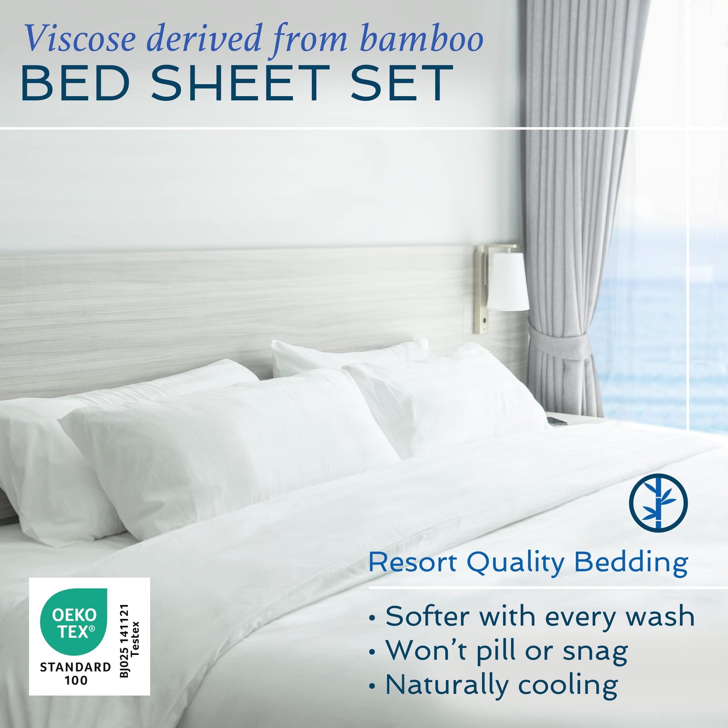 Hotel Sheets Direct 100% Viscose Derived from Bamboo Sheets Queen - Cooling Luxury Bed Sheets w Deep Pocket - Silky Soft - White