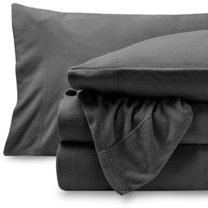 Bare Home Super Soft Fleece Sheet Set - Queen Size - Extra Plush Polar Fleece, Pill-Resistant Bed Sheets - All Season Cozy Warmth, Breathable & Hypoallergenic (Queen, Grey)