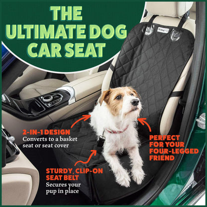 MuttStuff & Co Front Seat Dog Cover, Waterproof Dog Car Seat, Dog Booster Seat with Nonslip Car seat Covers, Belt and Extra Padding - Ideal Travel Accessories for Cars Trucks SUVs