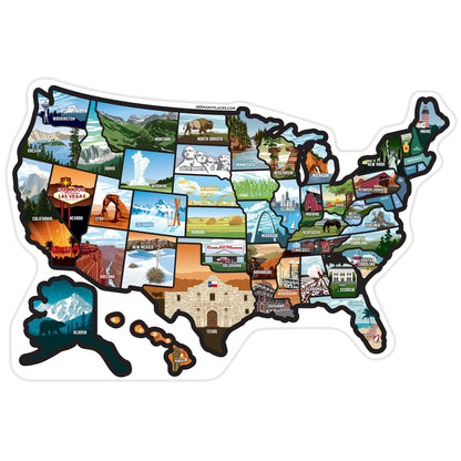 See Many Places RV State Sticker Map, 19x13" Travel Trailer Decals, 50 States