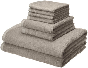 AmazonBasics Quick-Dry Bathroom Towels, 100% Cotton, 8-Piece Set, Platinum