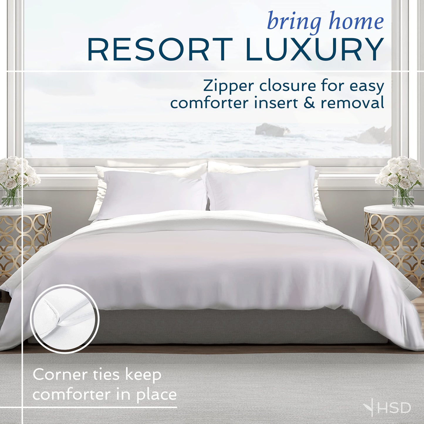Hotel Sheets Direct Duvet Cover Bed Linen Set, 3 -Piece Set, White, Queen