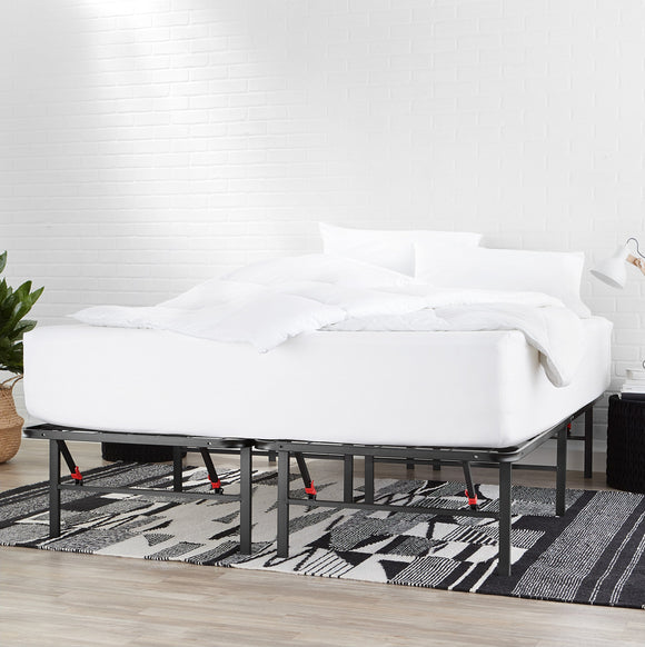 AmazonBasics Foldable Metal Platform Bed Frame 14 Inch Height for Under-Bed Storage - Tools-free Assembly, No Box Spring Needed - Queen
