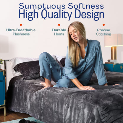Sleep Restoration Micromink Goose Down Alternative Comforter Set - All Season Hotel Quality Luxury Comforter/Blanket with Shams - Full/Queen - White