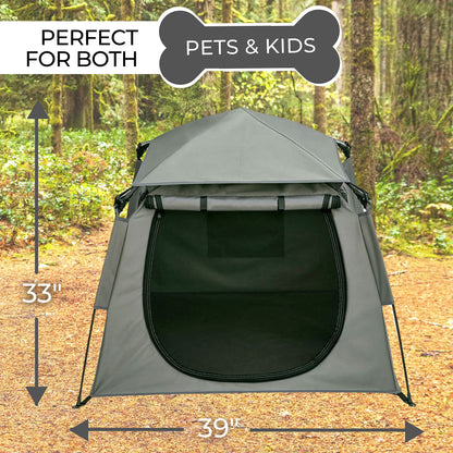 POP 'N GO Pet Playpen for Dogs and Cats - 39 x 33 Inch Dog Tent w/Carrying Bag - Outdoor Cat Enclosures Pets - Dog Travel Accessories for Camping - Grey