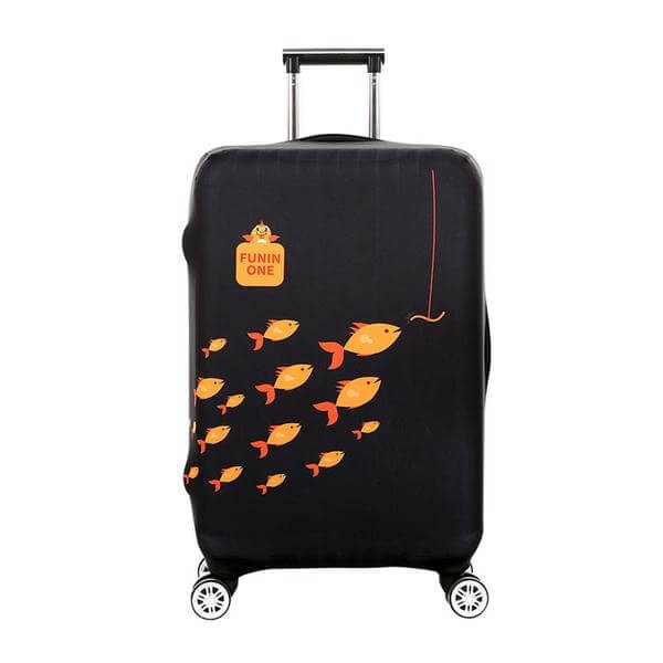 Swimming Fishes Black | Standard Design | Luggage Suitcase Protective Cover Encompass RL