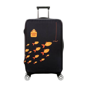 Swimming Fishes Black | Standard Design | Luggage Suitcase Protective Cover - Small - Luggage Cover Encompass RL