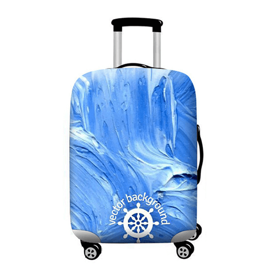 Blue Nautical Wheel | Standard Design | Luggage Suitcase Protective Cover Encompass RL