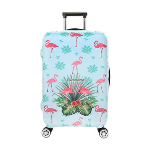 Pastel Blue Flamingo Leaves | Standard Design | Luggage Suitcase Protective Cover - Small - Luggage Cover Encompass RL