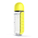 Water Bottle with Pill Box - Yellow - Travel Essentials Encompass RL