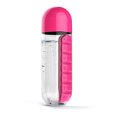 Water Bottle with Pill Box - Pink - Travel Essentials Encompass RL