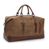 Canvas and Leather Weekend Tote Bag - Brown - Travel Bags Encompass RL