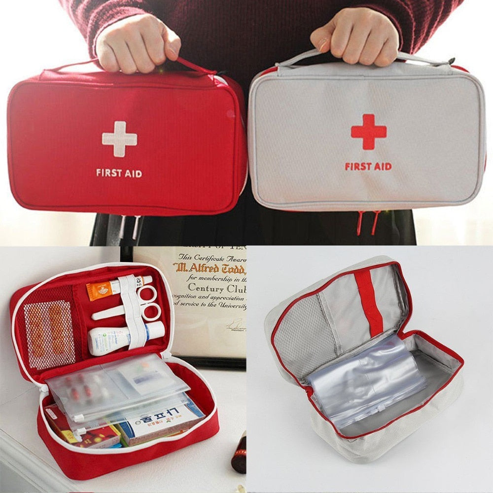 1pc 23cm Large Home Medical Storage Bag Portable First Aid Organizer  Classification Bag With Handle