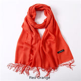 Solid Colors Pashmina Neck Scarf - Red Orange - Winter Gear Encompass RL