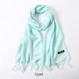 Solid Colors Pashmina Neck Scarf - Cyan - Winter Gear Encompass RL