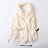 Solid Colors Pashmina Neck Scarf - Milky White - Winter Gear Encompass RL